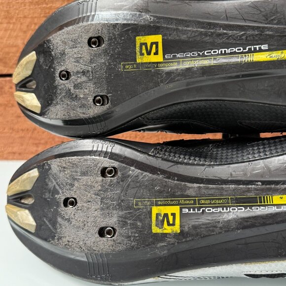 Mavic Peloton Road Cycling Shoes Men's Size 10" Black & Silver Energy Composite - Picture 11 of 12